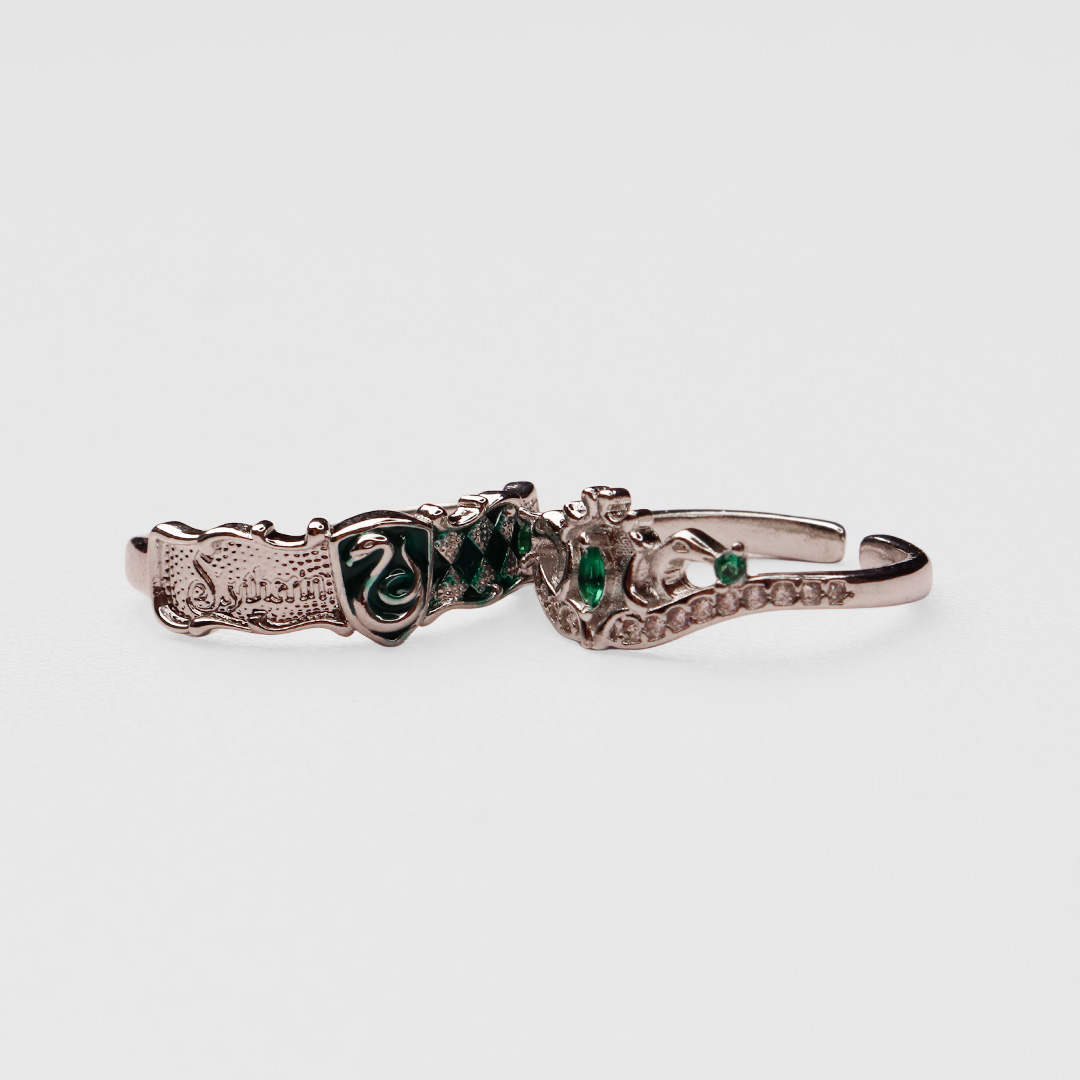 Slytherin Pair Ring with House Logo 2